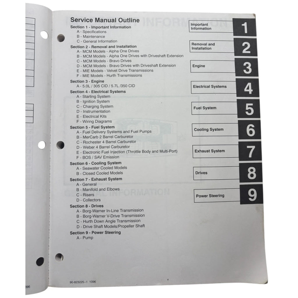 Service Manual #17 for Mercruiser 305 CID/350 CID (90-823225--1)