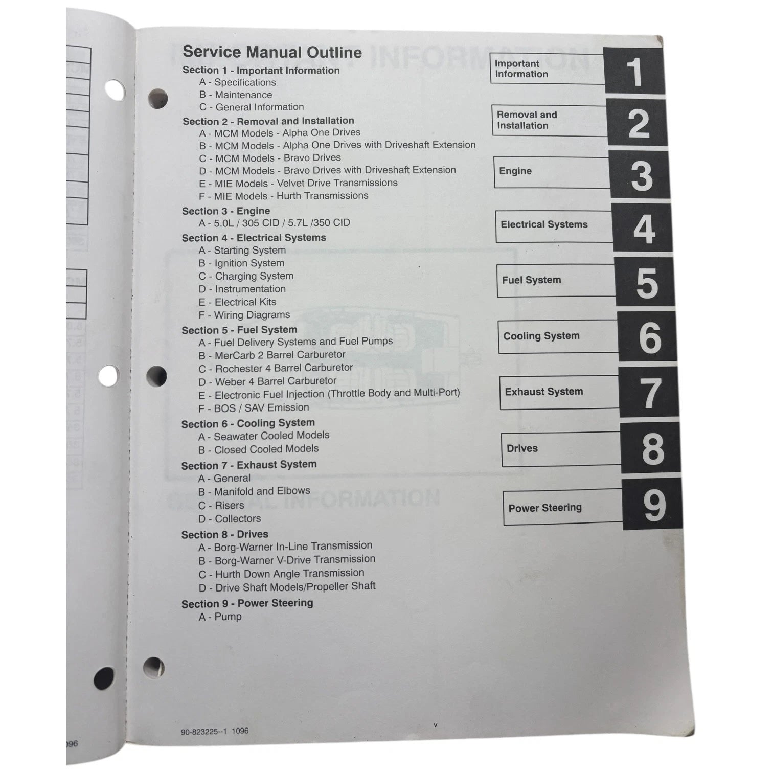 Service Manual #17 for Mercruiser 305 CID/350 CID (90-823225--1)