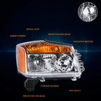 Passenger Side Headlight Lamp Chrome/Amber for Nissan Titan (2008–2015)