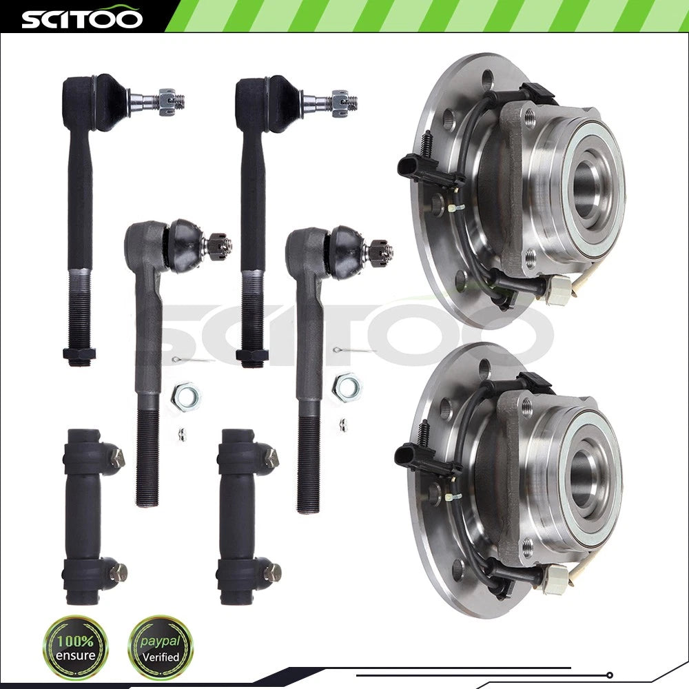 8-Piece Front Steering Tie Rod End Link & Wheel Bearing Hub for GMC K2500 (1995–2000)