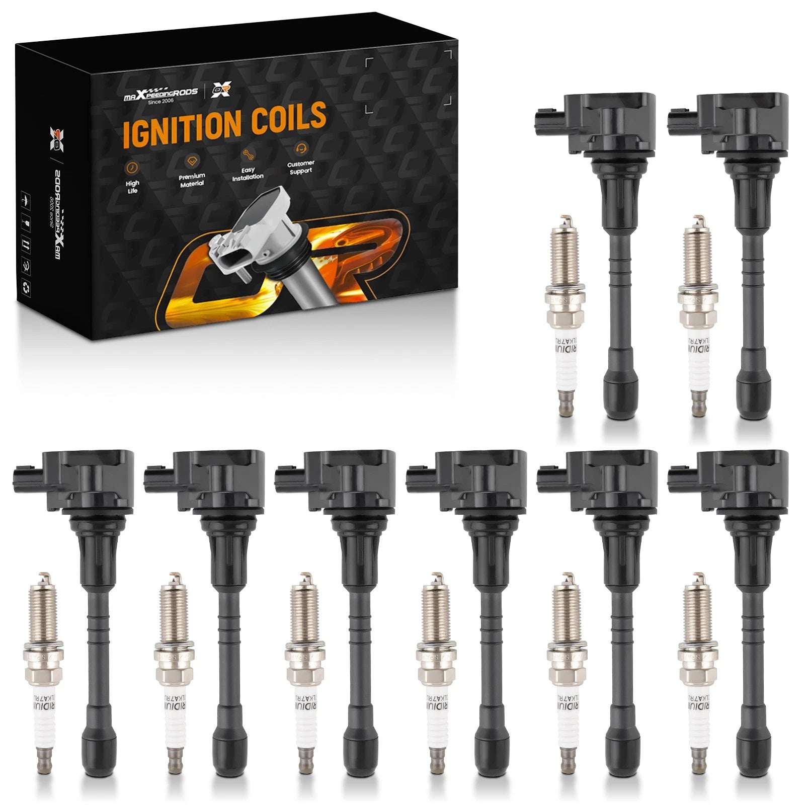 Set of 8 Ignition Coils & Spark Plugs UF-677 for Nissan Armada (2004–2023)