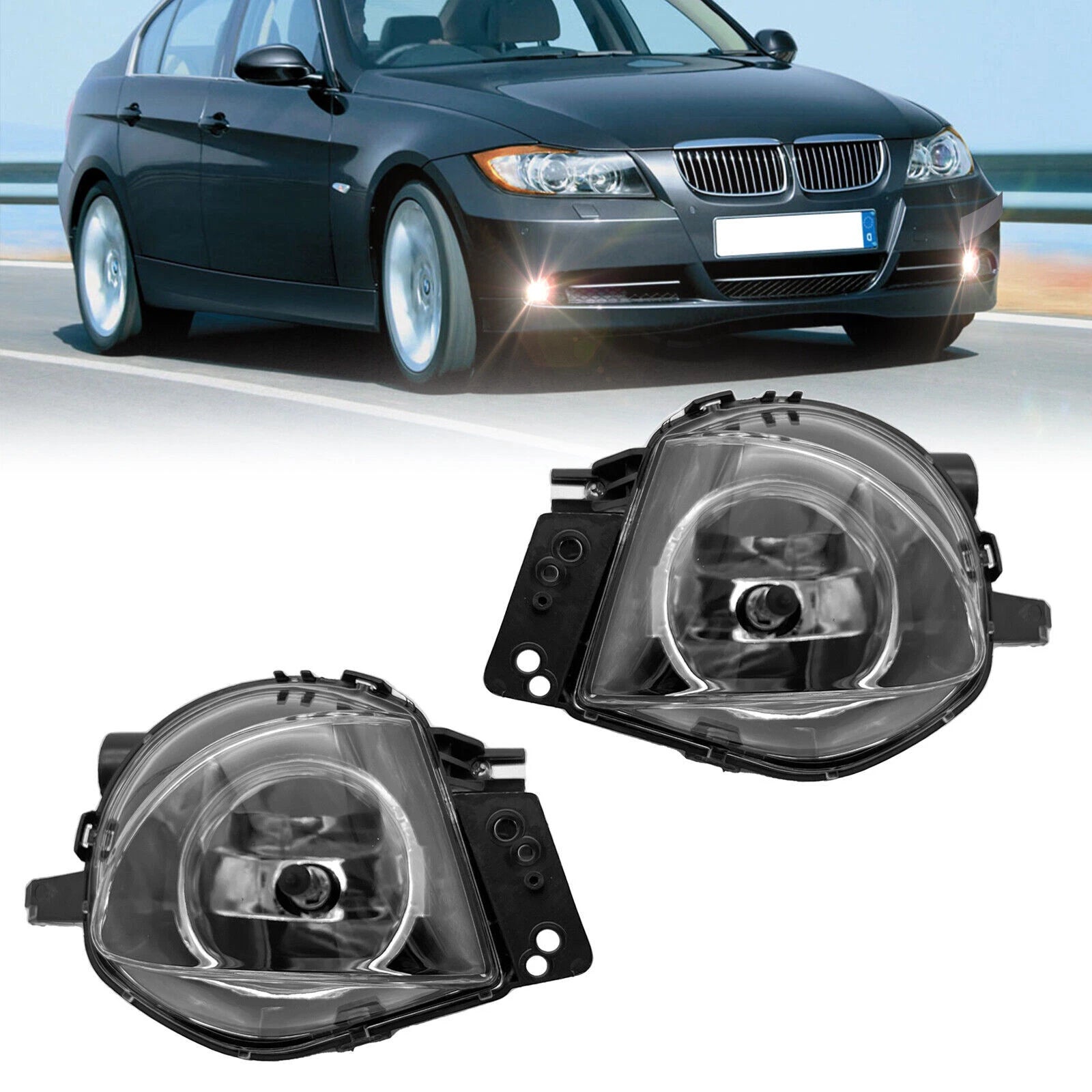 2X Clear Fog Lights for BMW E90 323i 325i 328i 330i 335i (2006–2008)