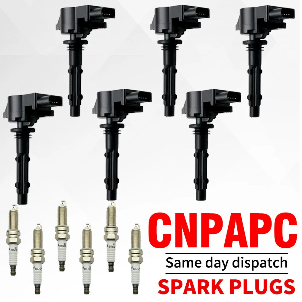 Set of 6 Ignition Coils & Spark Plugs for Mercedes-Benz C300 (2010–2011)