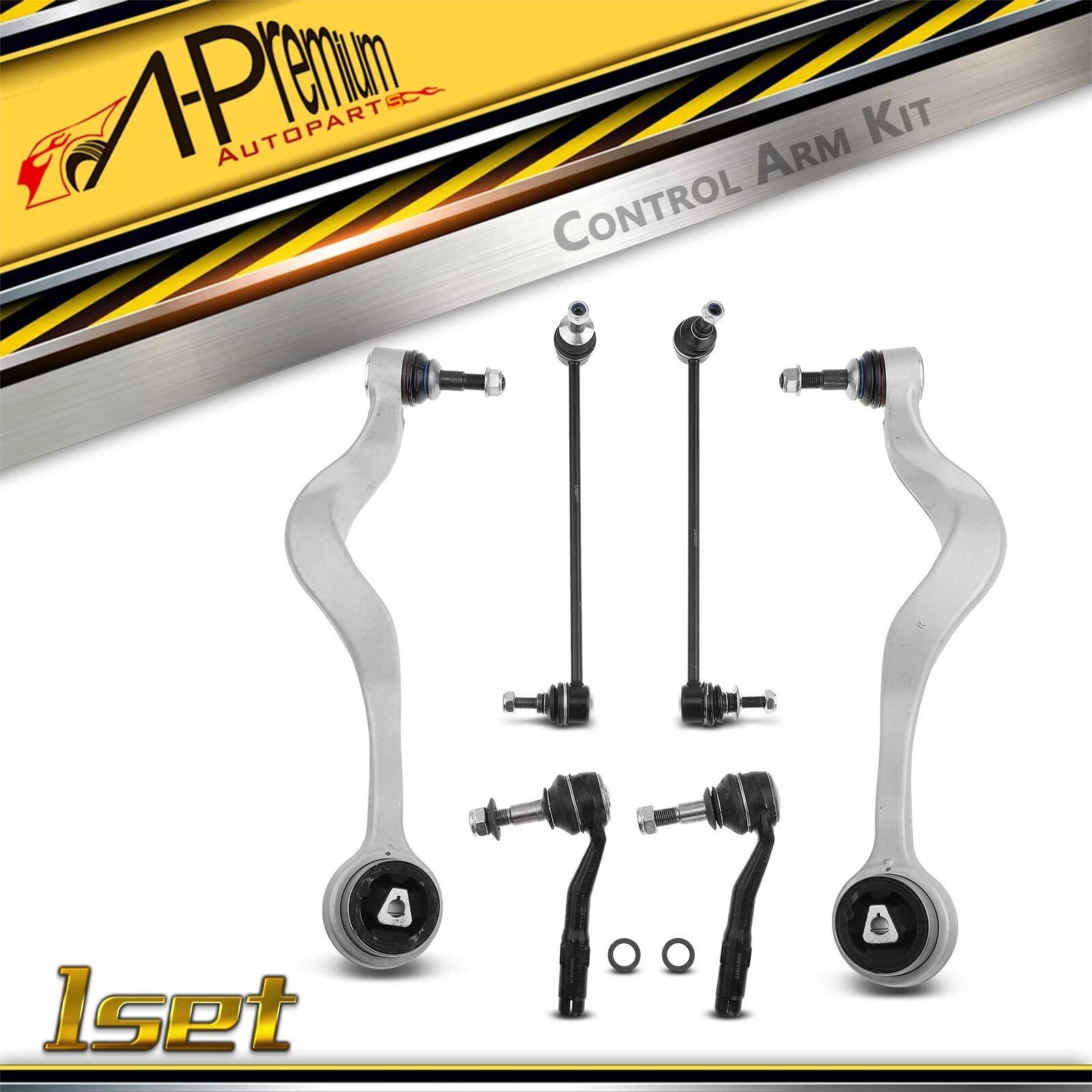 Set of 6 Control Arm Sway Bar Tie Rods for BMW 525i 528i 530i 535i 550i (2001–2007)