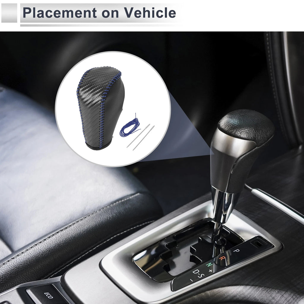 Gear Shift Knob Cover for BMW 3 Series (2004–2012) Black Carbon Fiber Blue