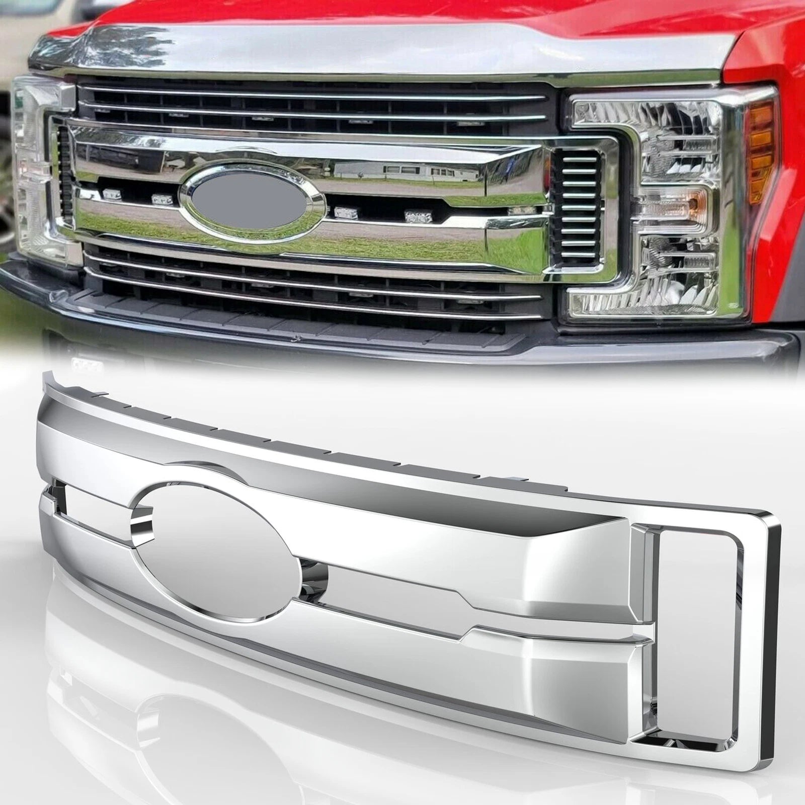 Chrome Grille Overlay for Ford F250 F350 F450 F550 XL (2017–2019)