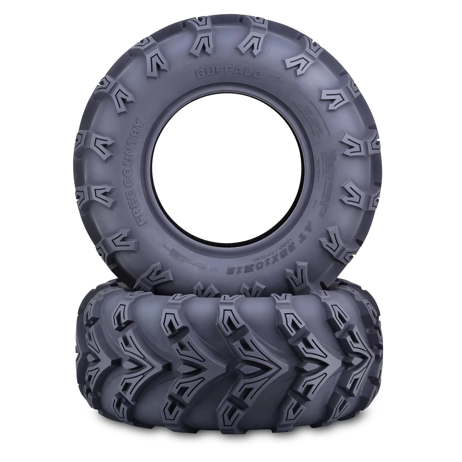 2X Free Country ATV Tires 25X10R12 8-Ply Radial Buffalo Mud Zest MT
