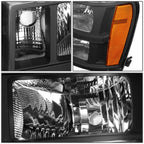 Factory Style Headlight Lamps for GMC Sierra 1500 2500 3500 (2007–2014) Black/Amber