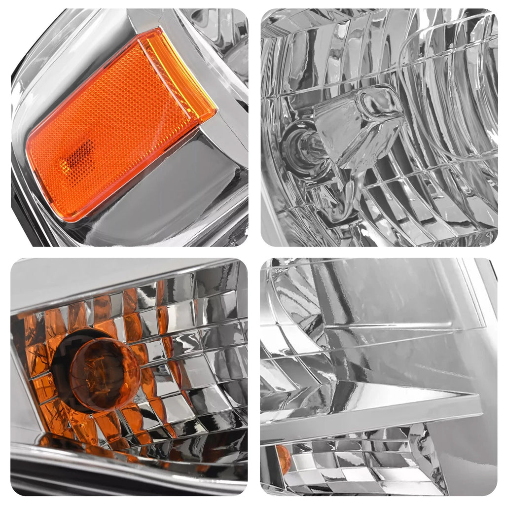 Headlights w/Bulbs for Ford Expedition (2007–2014) Chrome Amber Corner Lamps Pair