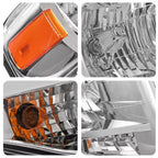 Headlights w/Bulbs for Ford Expedition (2007–2014) Chrome Amber Corner Lamps Pair