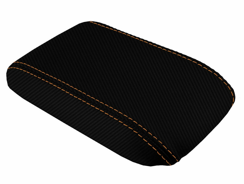 Console Lid Armrest Cover for Honda Prelude (1997–2001) Carbon Fiber Orange Stitch