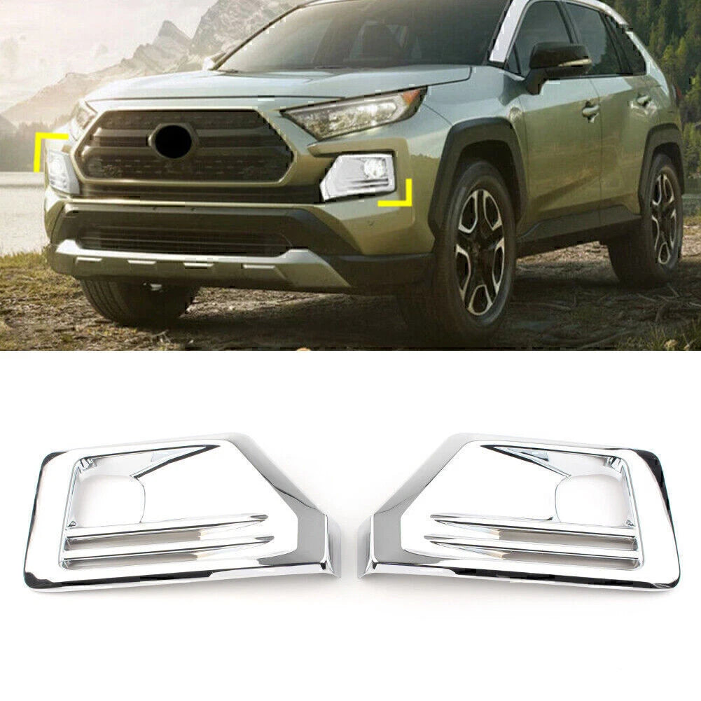 ABS Chrome Front Fog Light Lamp Cover Trim for Toyota RAV4 (2019–2020)