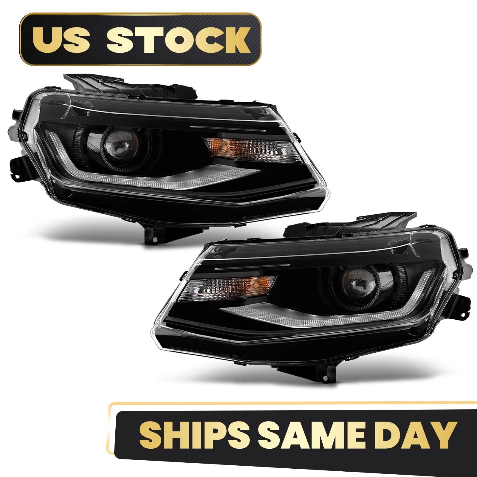 HID Headlight Set for Chevy Camaro (2016–2024) w/Bulb & Ballast Left+Right