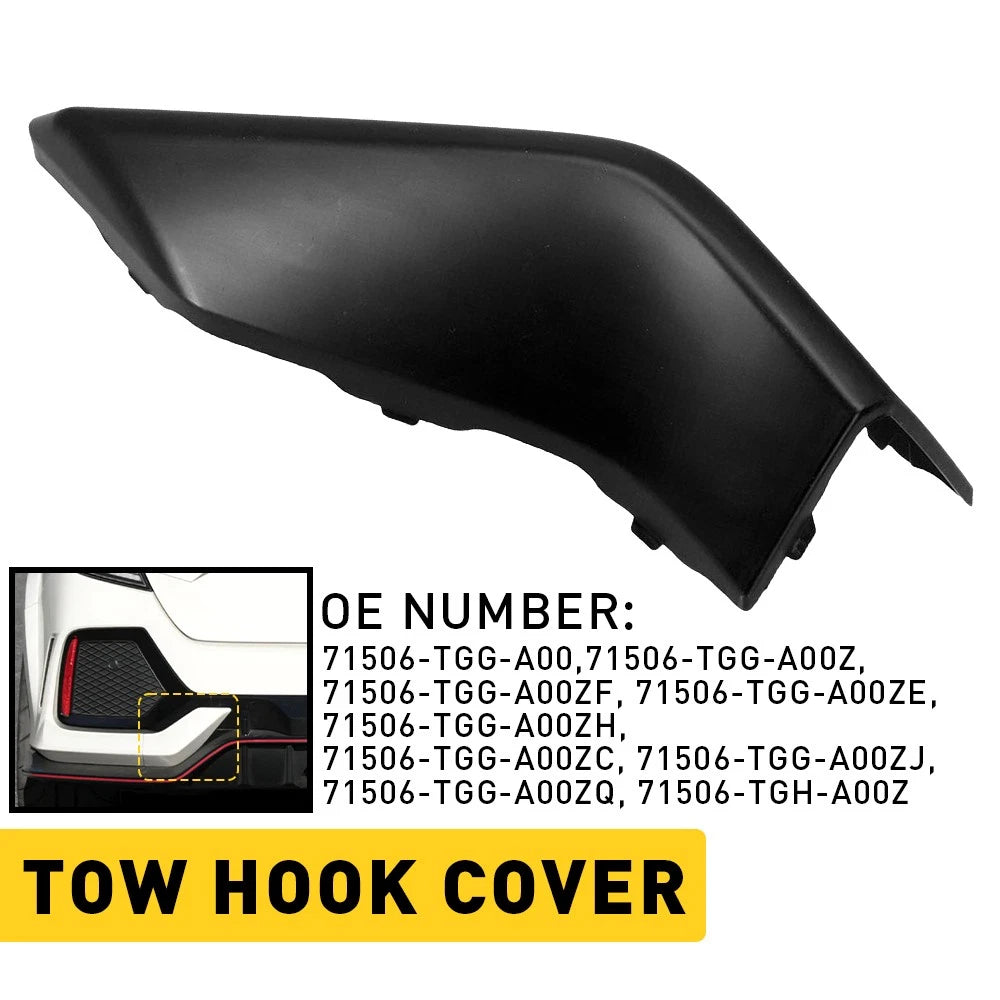 Set of 2 Rear Bumper Tow Hook Cover Caps for Honda Civic Hatchback (2016–2020)
