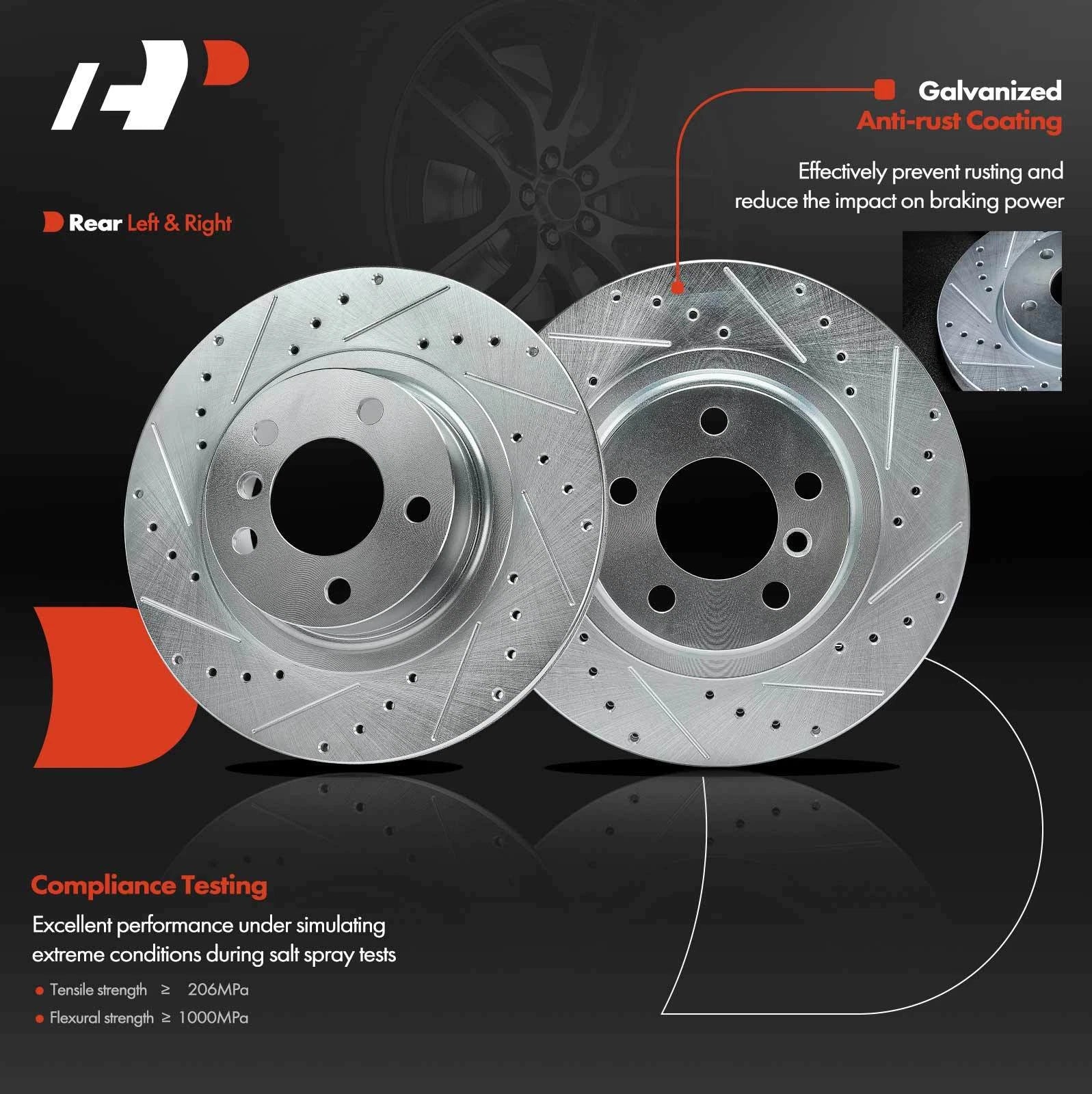 Rear Drilled Brake Rotors for BMW X3 X4 (2011–2018)