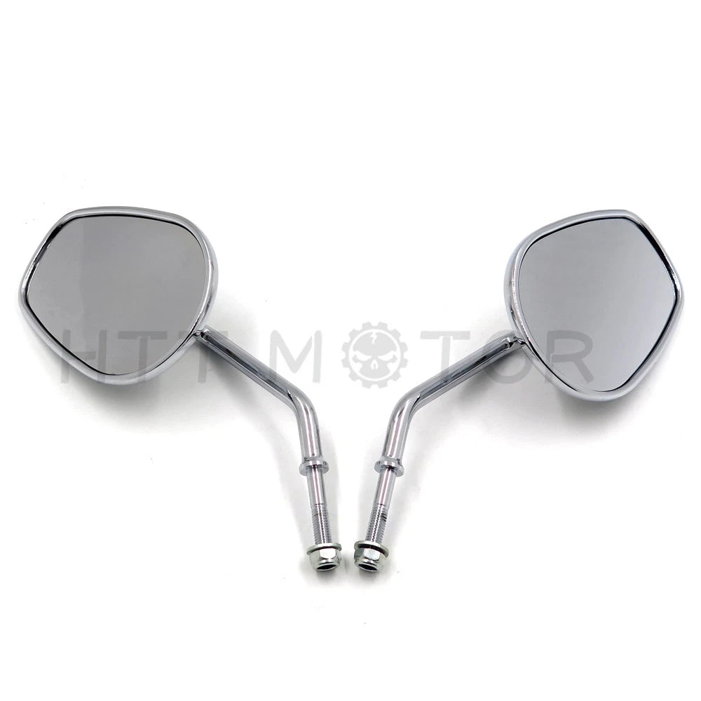Chrome Tapered Teardrop Rearview Long Stem Mirrors for Harley Motorcycle