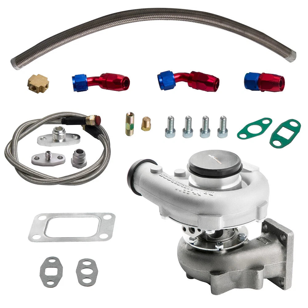 T04E T3/T4 Turbo Compressor .63 A/R 48.1 Trim with Oil Feed & Return Line Kit