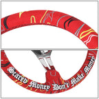 350mm 3" Dish Steering Wheel for NRG (3-Spoke, Red Suede, Chrome Spokes)