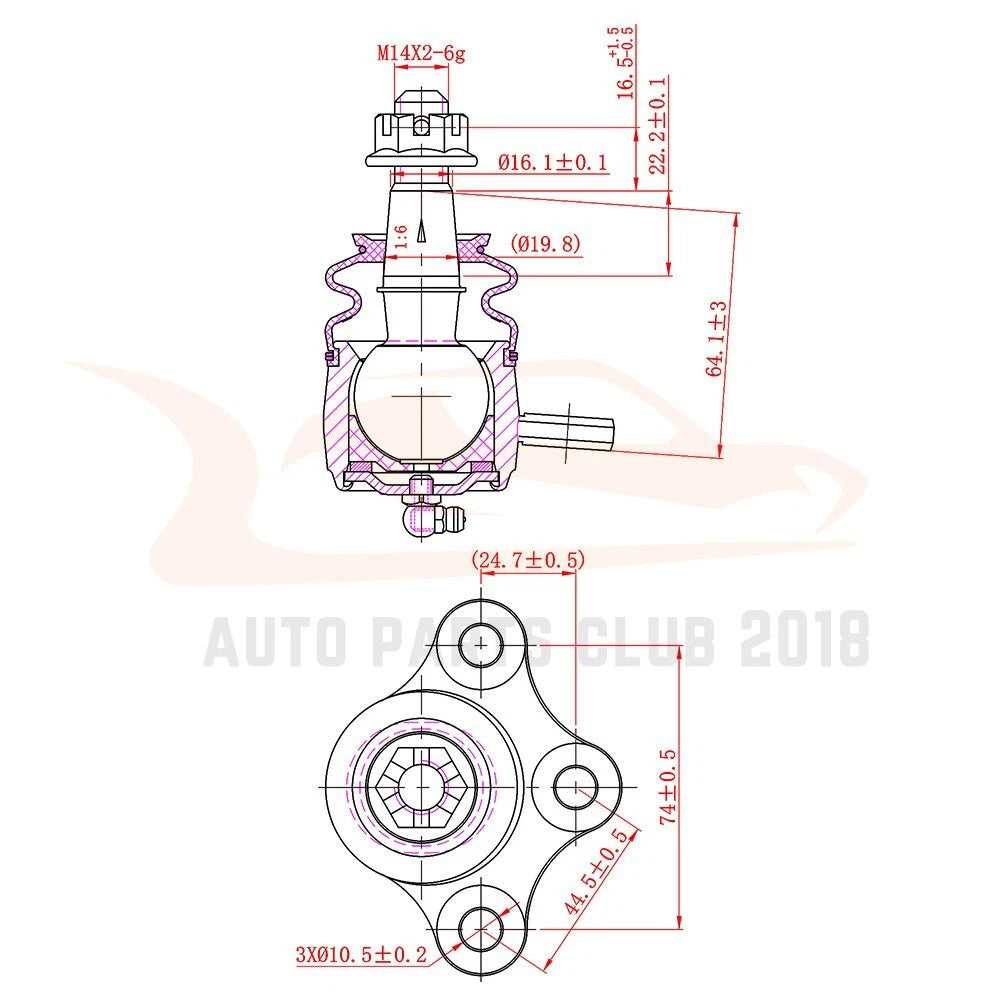 6pc Front Wheel Hub & Bearing Kit for Colorado Canyon (2004–2012)