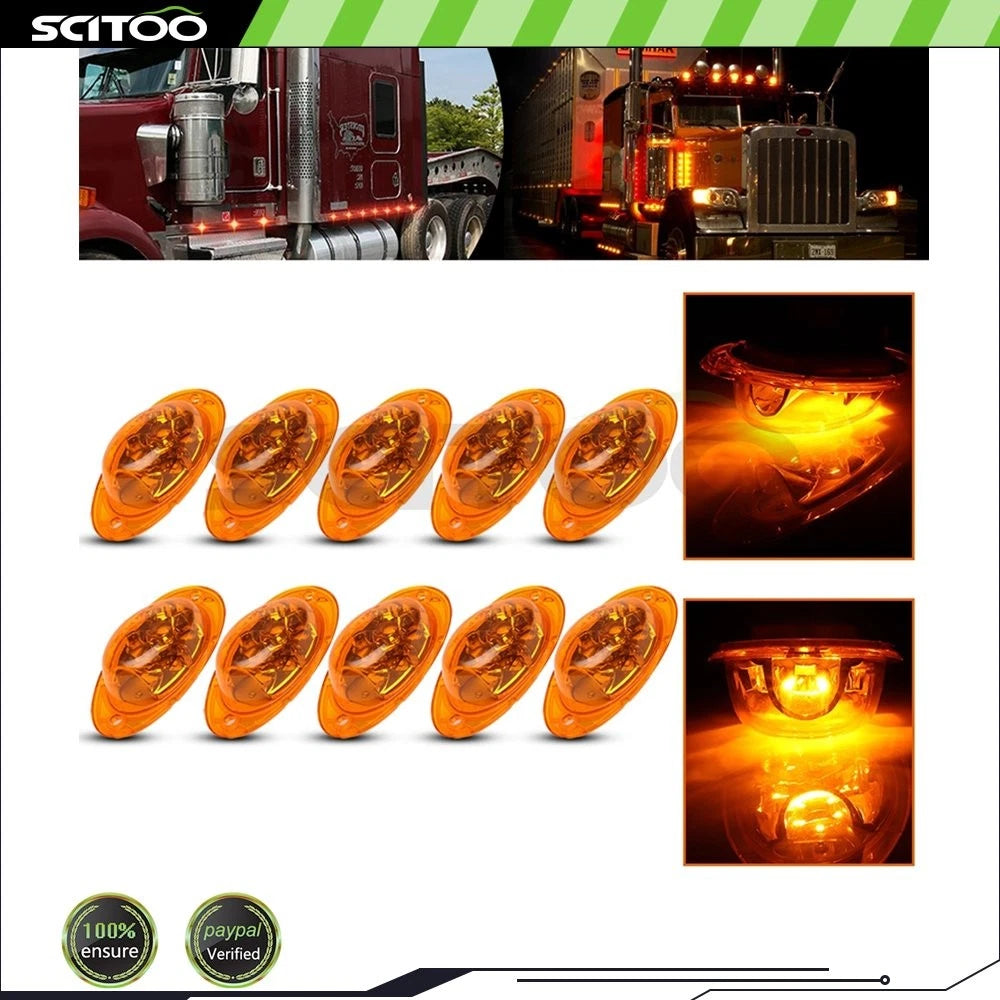 10x Amber 5LED Turn Signal Side Marker Lights for Freightliner Cascadia (2008–2014)