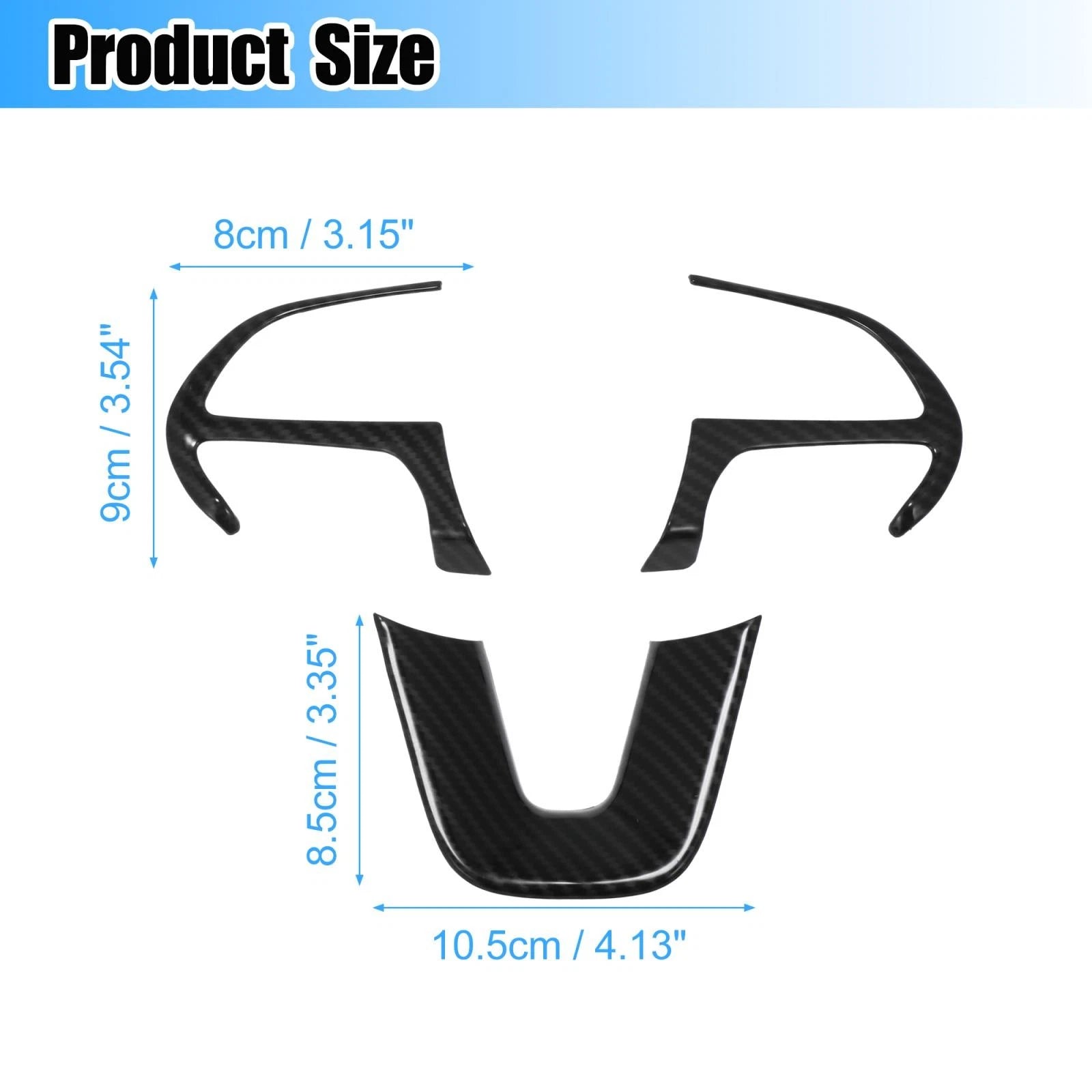 Set of 2 Black Inner Steering Wheel Cover Trim for Dodge Challenger Charger (2015–2020)
