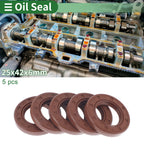 Set of 5 Oil Seal Rotary Shaft Seal FKM Rubber 25x42x6mm