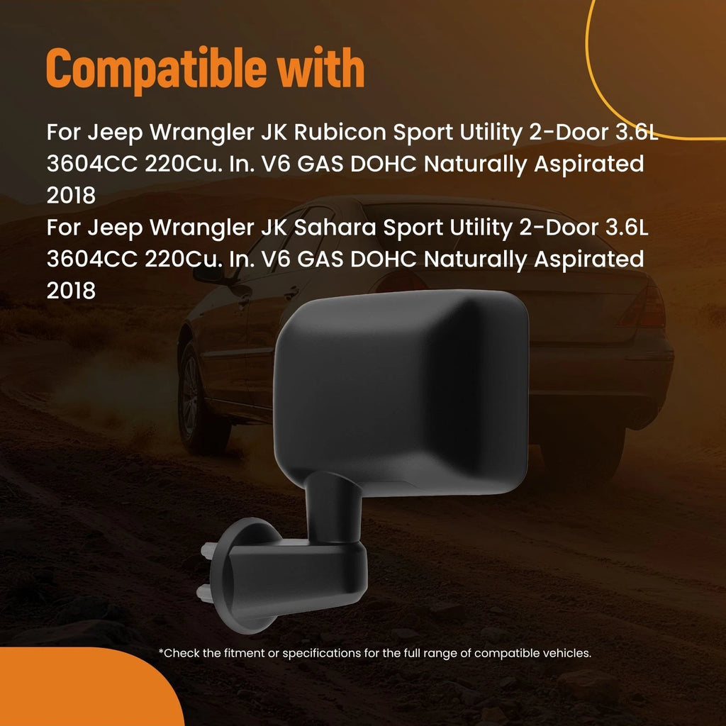 Manual Side View Mirror Left for Jeep Wrangler Sport (2007–2018) Textured