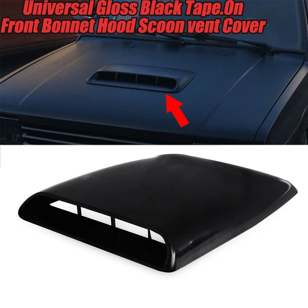 Gloss Black Air Flow Intake Tape-On Bonnet Hood Scoop Vent Cover