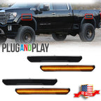Set of 2 Smoked Amber LED Side Marker Lights for GMC Sierra HD 2500 3500 (2020–2024)