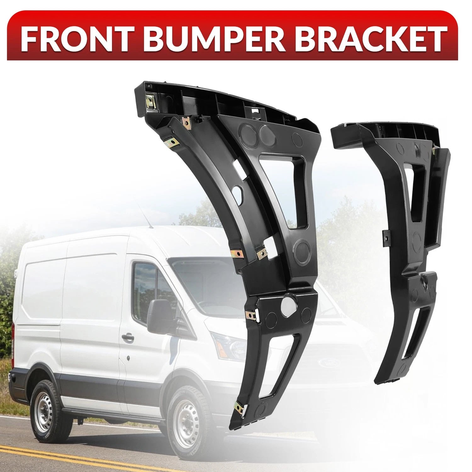 Set of 2 Front Lower Bumper Brackets for Ford Transit 150 250 350 (2015–2019)
