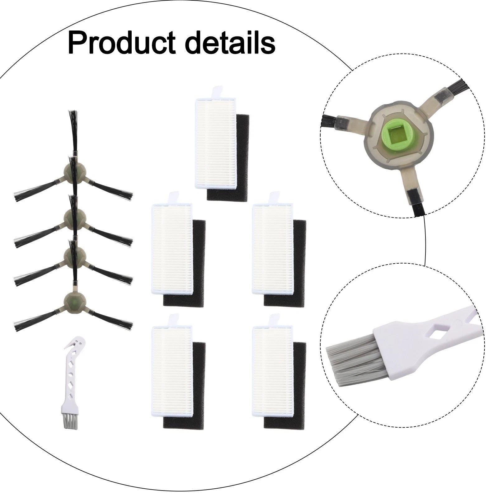 Set of 4 Indoor Cleaning Filters & Side Brushes for Compatible Models
