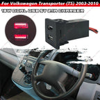 LED USB-A 5V 2.1A Fast Charger Upgrade Kit for Transporter T5 (2003–2010)