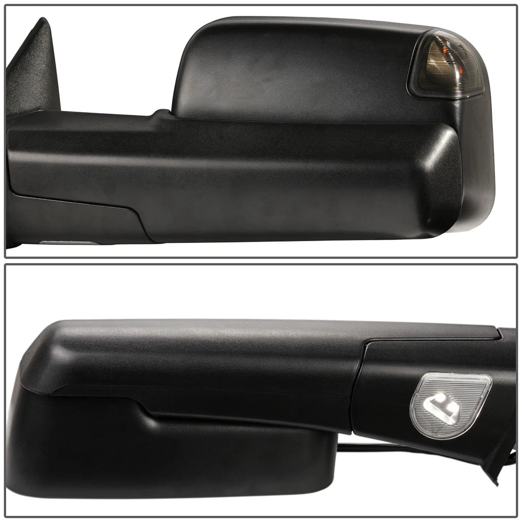 Left Powered Heated Smoked LED Signal Flip Up Towing Mirror for Dodge RAM (2009–2016)