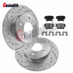 Set of 2 Rear Drilled Rotors + Brake Pads for Dodge Challenger Charger Magnum (2006–2023)