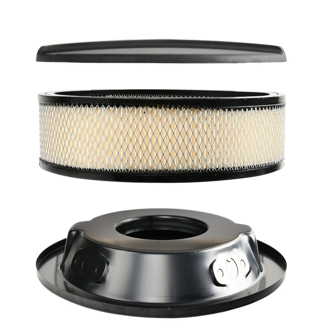 Set of 2 Oval Half Finned Aluminum Air Cleaners for Chevy Ford Mopar (14")