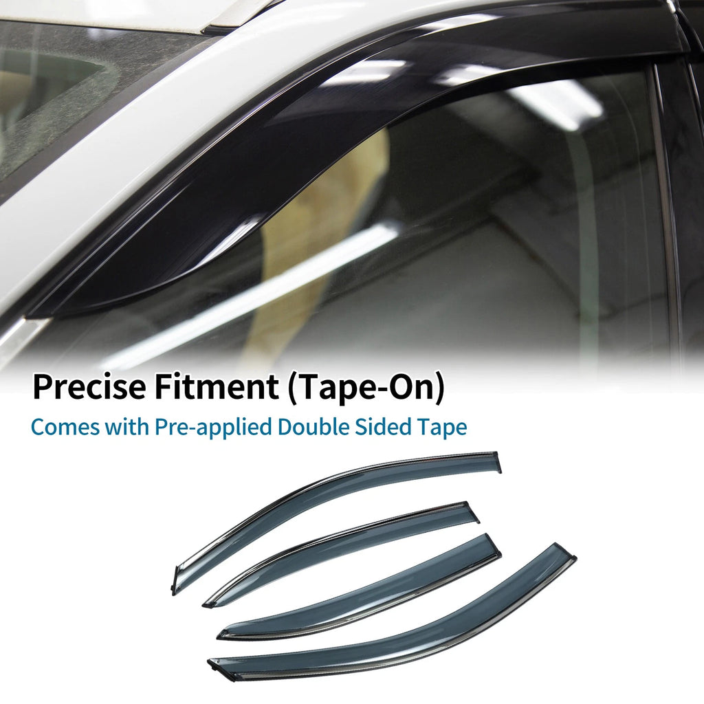 Set of 4 Window Deflectors for Chevrolet Malibu (2013–2015) Black Vent Visors