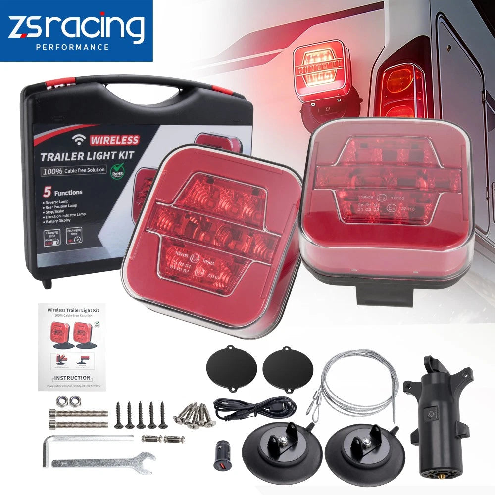 2X Magnetic LED Wireless Trailer Lights for Tow Vehicles (Universal)
