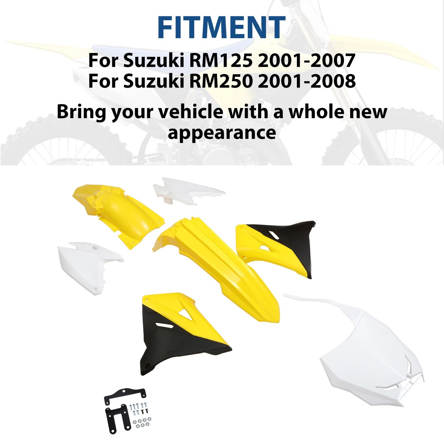 Complete Plastics Kit Fairing Bodywork for Suzuki RM125 RM250 (2001–2008)