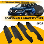 Set of 2 Black Leather Door Panels Armrest Cover for Nissan Rogue (2014–2020)