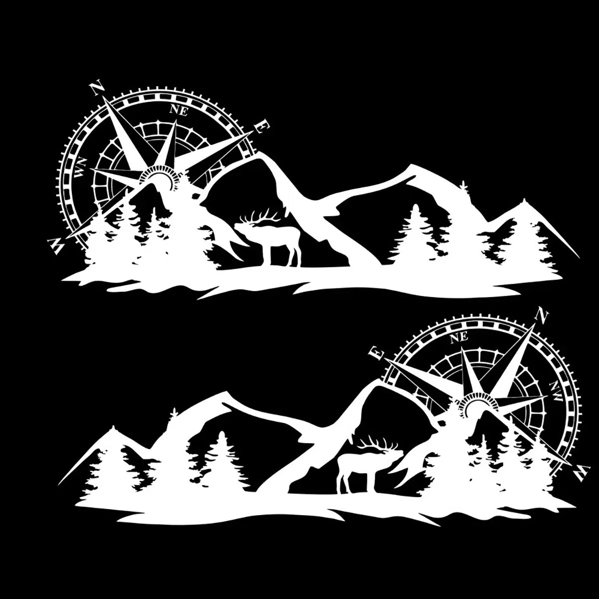 Car RV Truck Sticker Compass Tree Forest Decal Side Graphic for Cars/RVs/Trucks