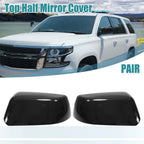 Gloss Black Top Half Mirror Cover Cap Overlay for Chevy Suburban Tahoe (2015–2023)