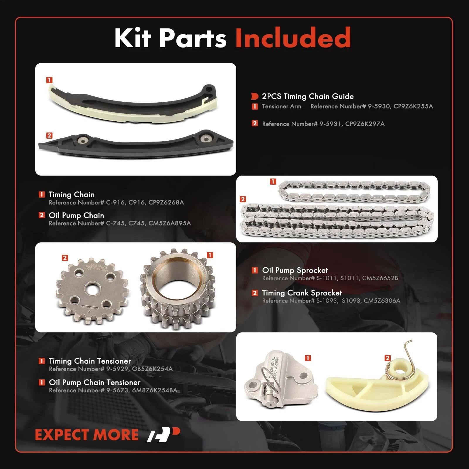 8X Timing Chain Kit for Ford EcoSport (2018–2021) Transit Connect (2019–2020)