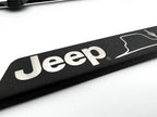 License Plate Frame Rugged Black Stainless with Jeep Script for Jeep Wrangler (2018–2024)