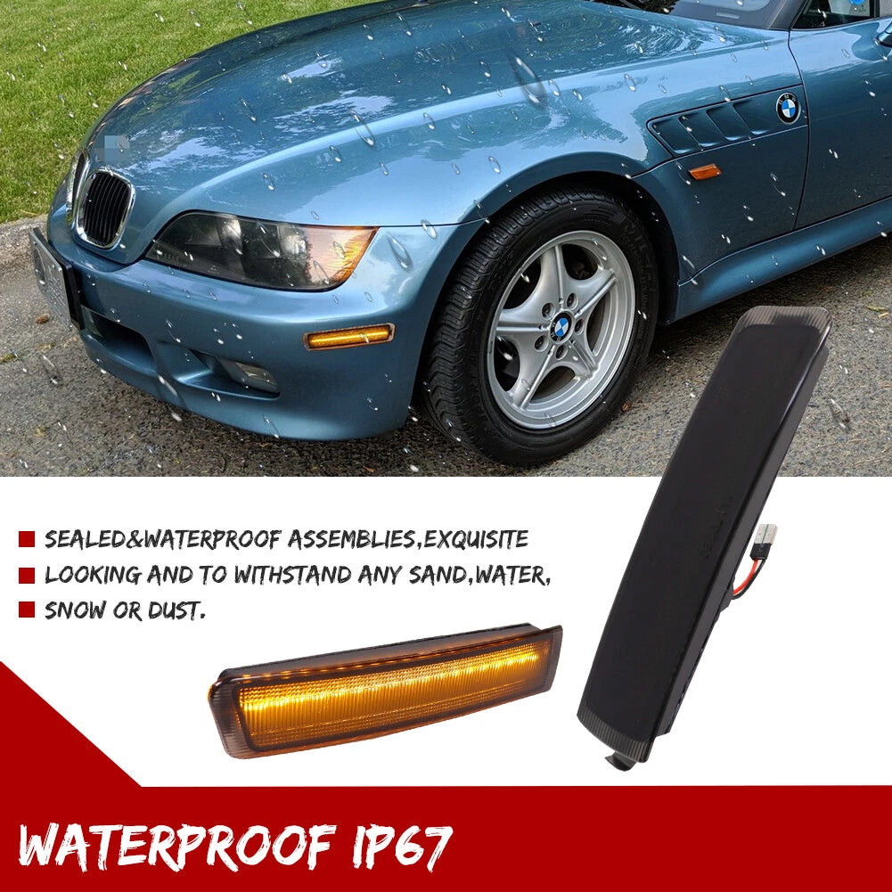 Smoked Amber LED Front Side Marker Lights for BMW Z3 M Coupe Roadster (1996–2002)
