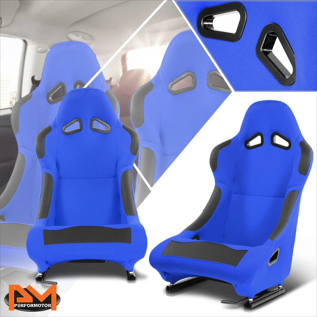 2Pcs Fixed Back Racing Bucket Seats for Universal Fit (21.5" W X 22" D X 36" H)