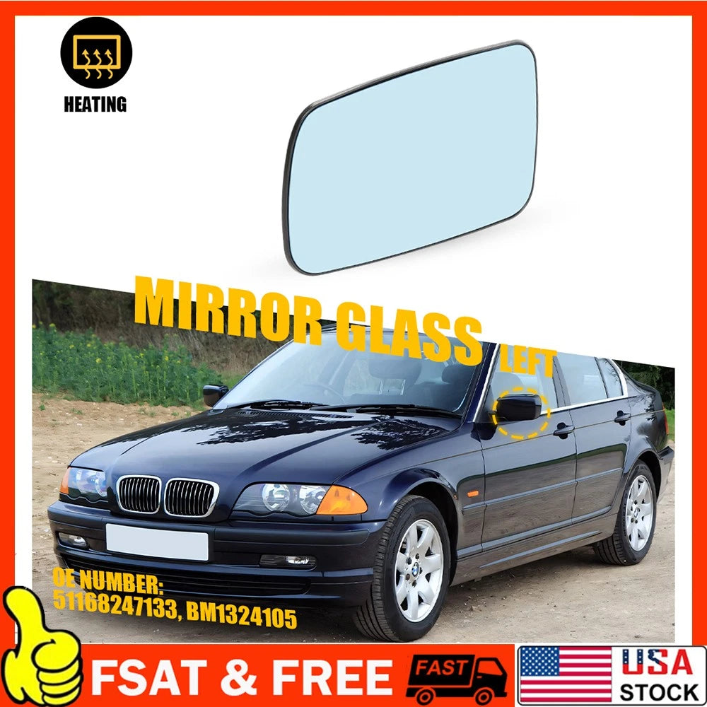 Heated Blue Mirror Glass for BMW E46 Coupe (2000–2006)