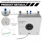 10 Gallon Aluminum Fuel Cell Gas Tank with Cap, Level Sender, Nylon Line for Universal