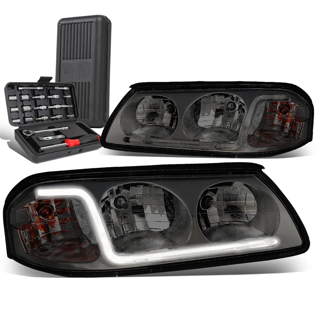 LED DRL Tube Headlights for Chevy Impala (2000–2005) - Smoked Clear