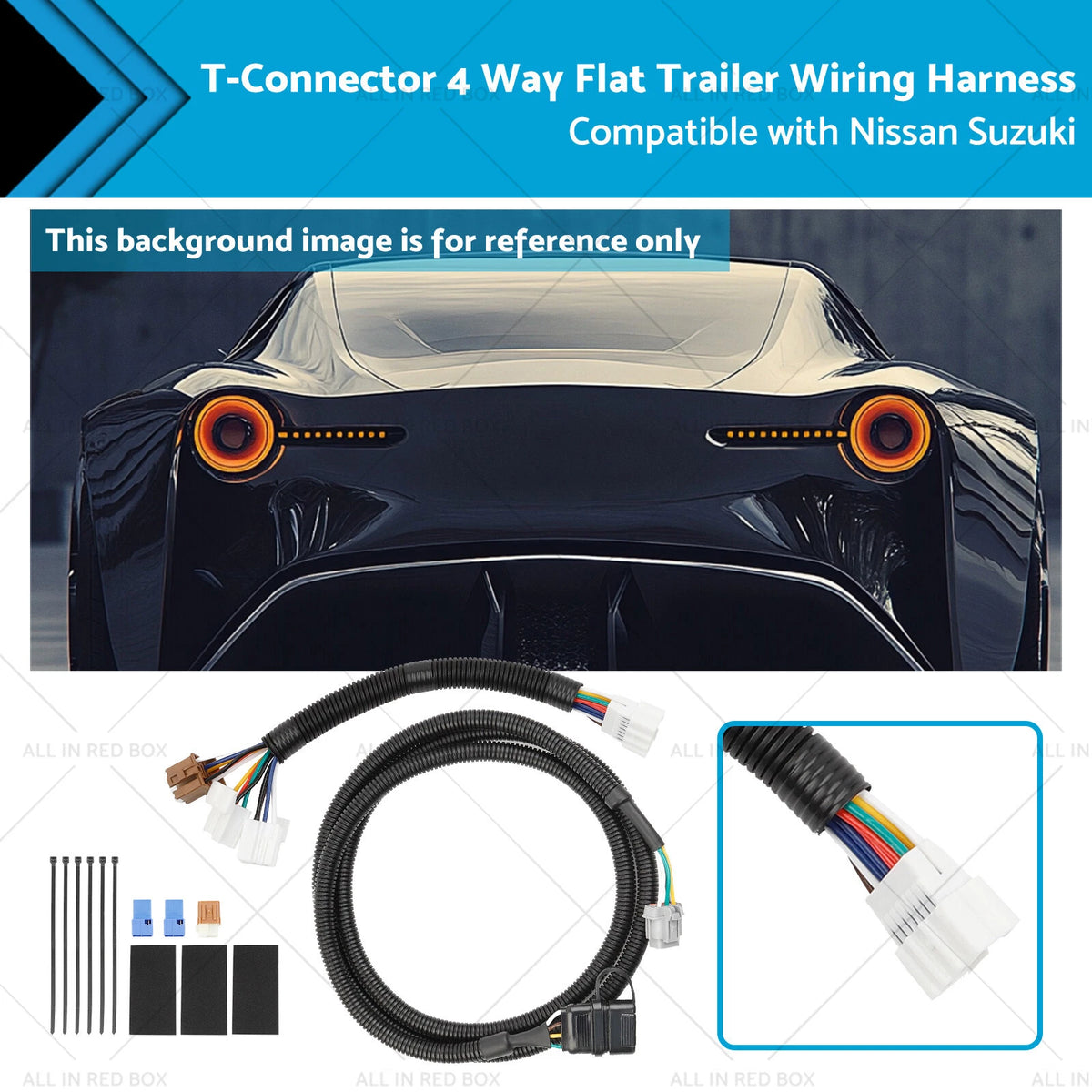 T-Connector 4 Way Flat Trailer Wiring Harness for Nissan Suzuki
