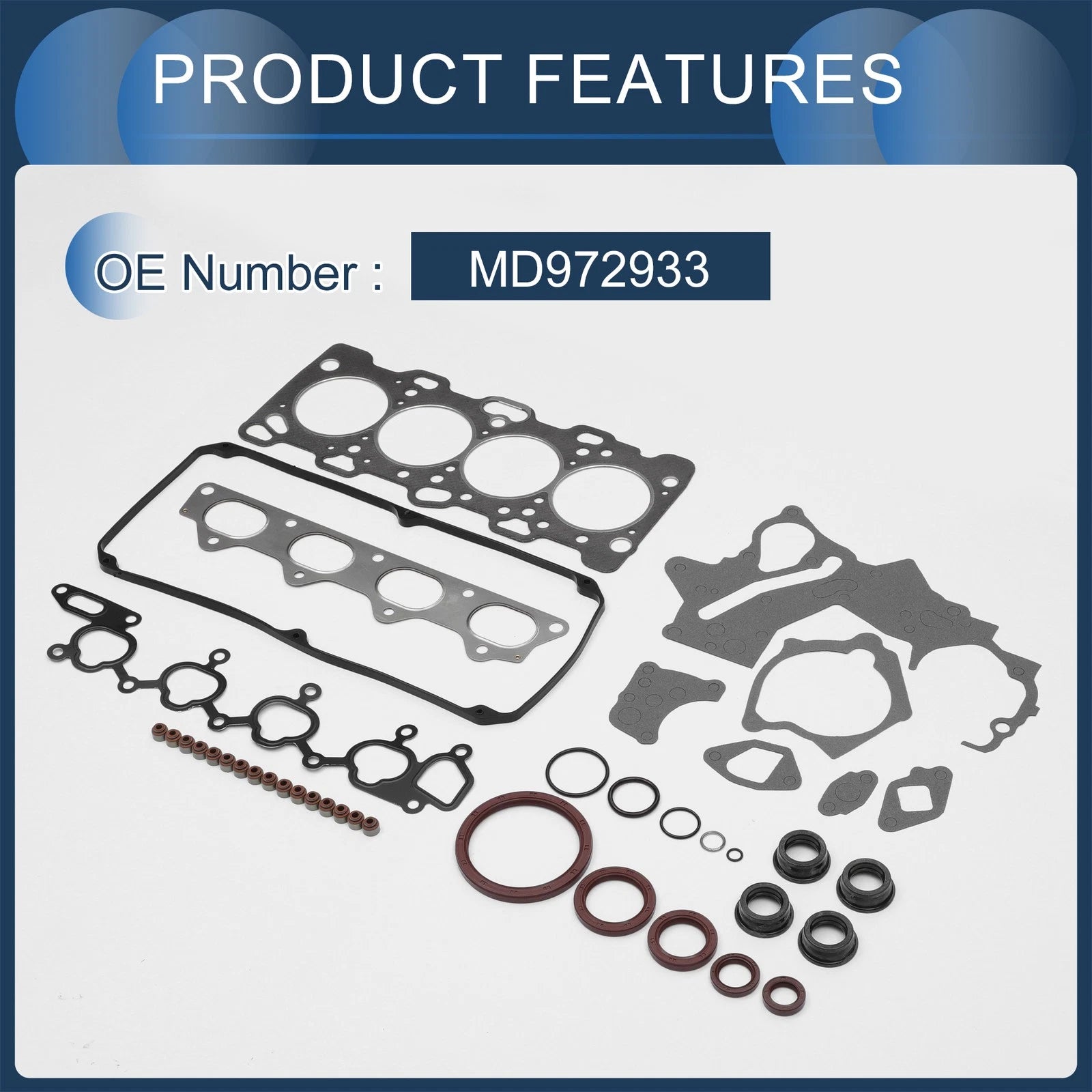 Set of 1 Cylinder Head Gasket Kit No.MD972933 for Mitsubishi 4G63 (P13W) 16V